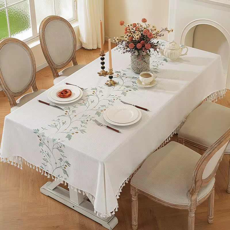 Linen Cotton Tablecloth round Rectangular Table Cloth Waterproof Table Cover for Dining Coffee Table Kitchen Room Decor