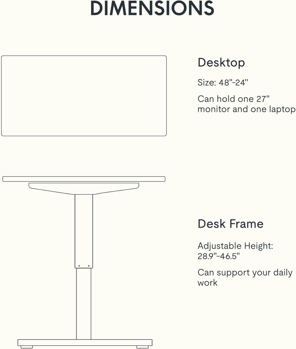 FlexiSpot EN1 Electric Standing Desk — 48”x24” Maple Desktop, White Frame (Height Adjustable)