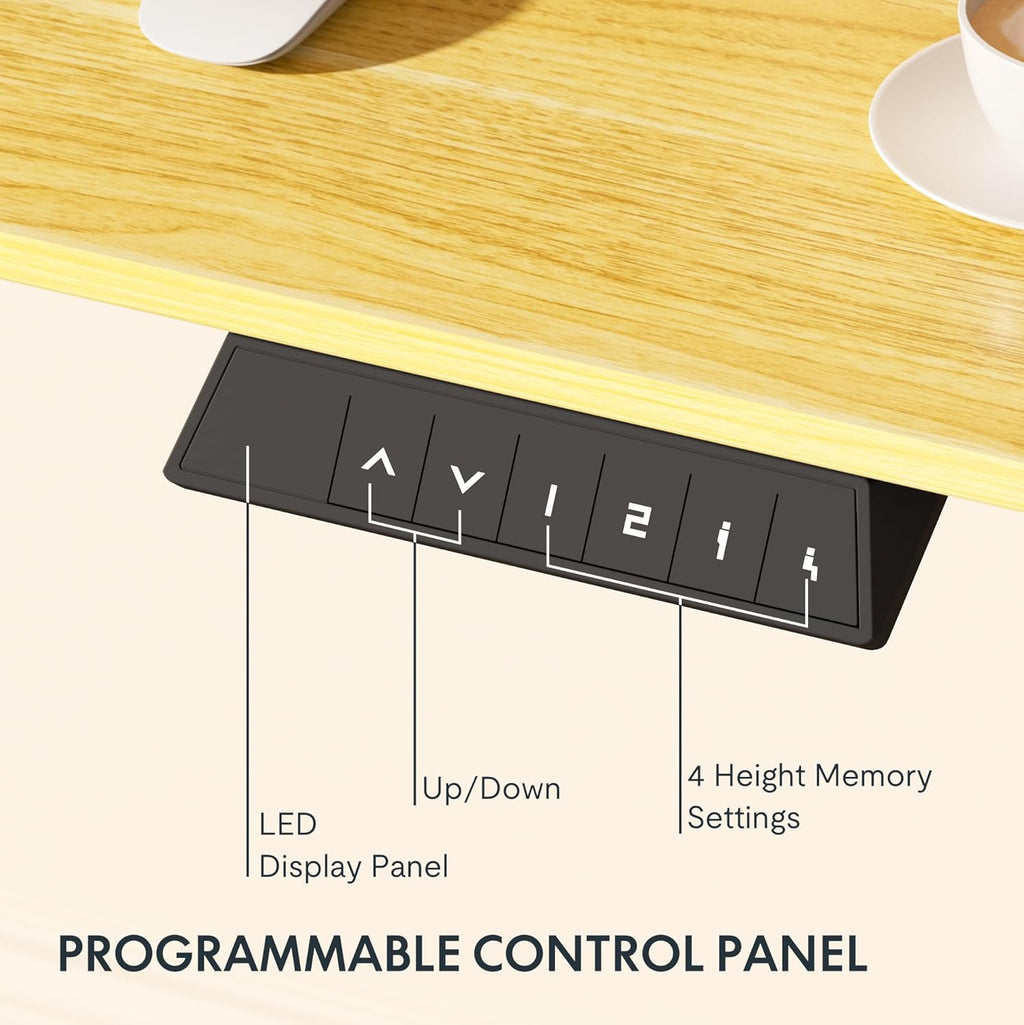 FlexiSpot EN1 Electric Standing Desk — 48”x24” Maple Desktop, White Frame (Height Adjustable)