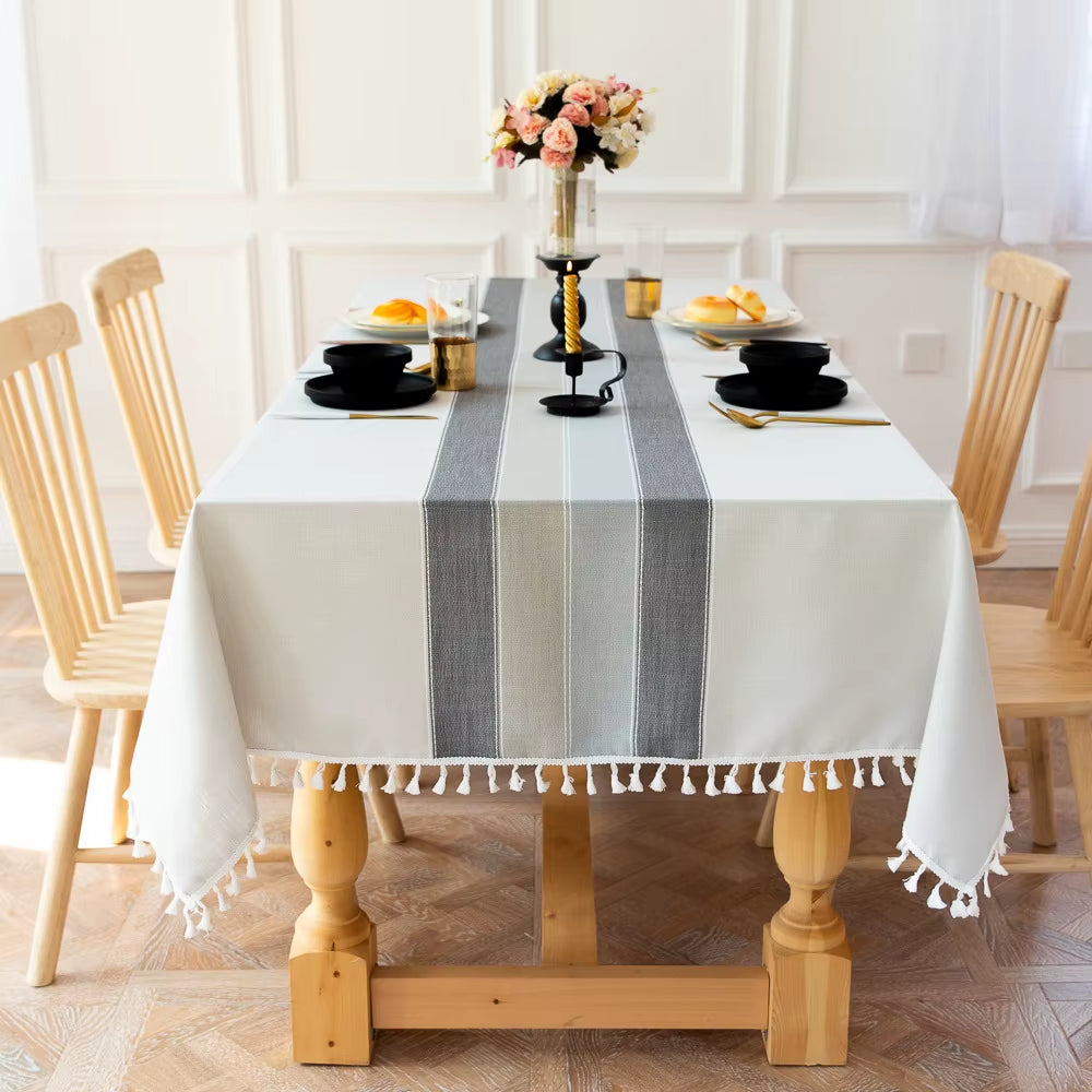 Linen Cotton Tablecloth round Rectangular Table Cloth Waterproof Table Cover for Dining Coffee Table Kitchen Room Decor