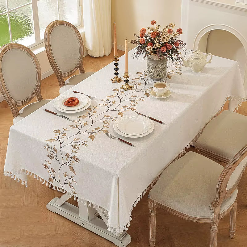 Linen Cotton Tablecloth round Rectangular Table Cloth Waterproof Table Cover for Dining Coffee Table Kitchen Room Decor