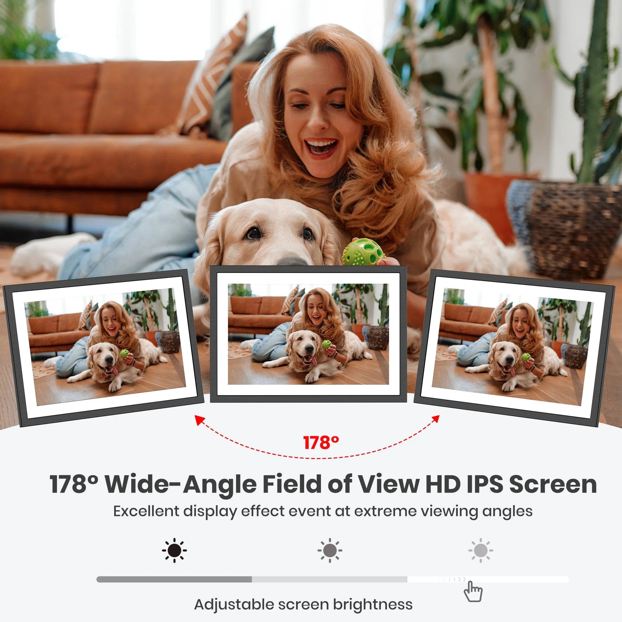 Frameo Wifi Digital Picture Frame, 10.1" Electronic Photo Frame with 1920X1200 FHD IPS Touchscreen, 64 GB Memory, Auto-Rotate, Send Photos and Videos from via Frameo App, Best Gift Choice!