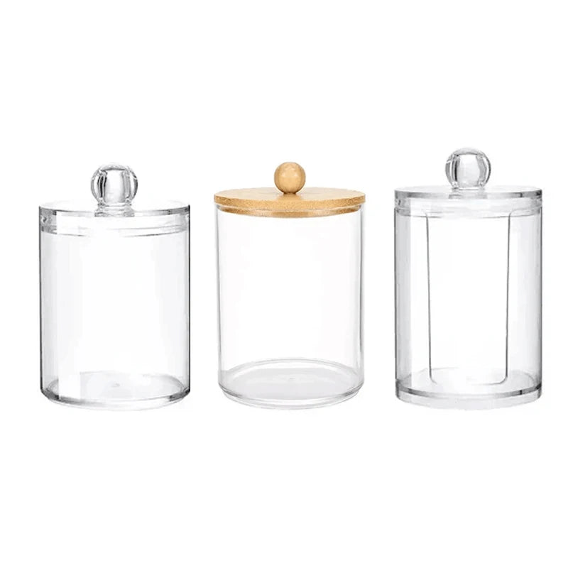 Storage Organizer Holder Canister Apothecary Jars with Lid for Cotton Rounds Acrylic Cosmetic Candy Snacks Desktop Storage Box