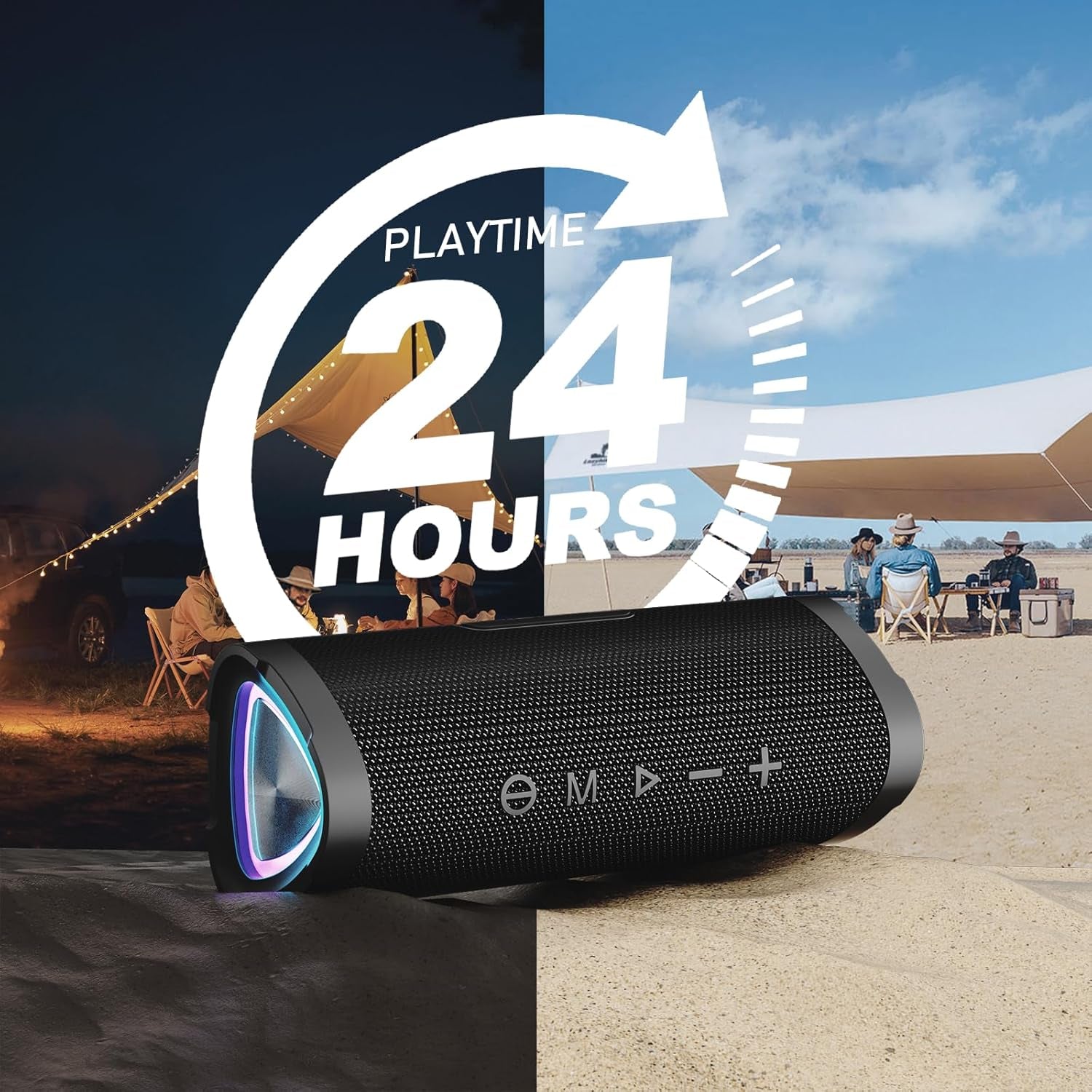V40 Portable Bluetooth Speaker — 24W Stereo, 24H Playtime, IPX7 Waterproof