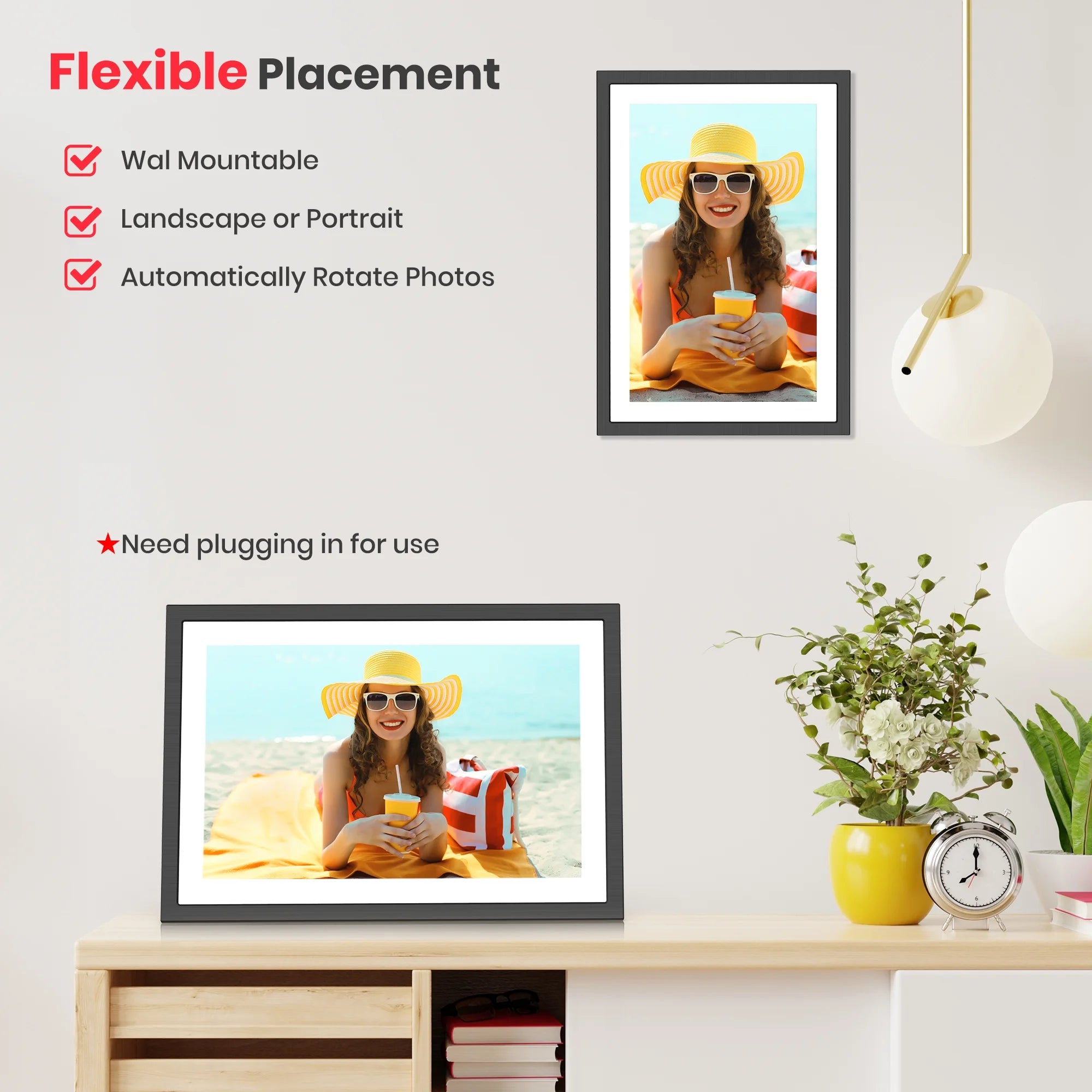 Frameo Wifi Digital Picture Frame, 10.1" Electronic Photo Frame with 1920X1200 FHD IPS Touchscreen, 64 GB Memory, Auto-Rotate, Send Photos and Videos from via Frameo App, Best Gift Choice!